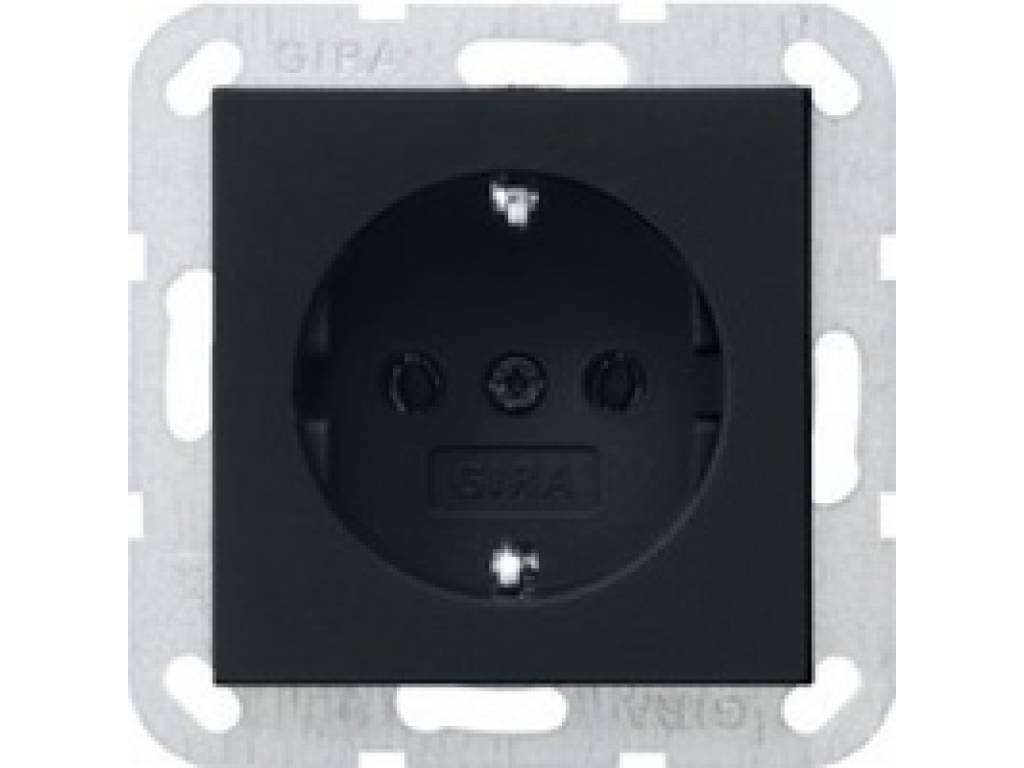 Evaluatie Panter Inzichtelijk Gira stopcontact met randaarde - systeem 55 zwart mat (0466005) | Elektramat