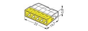 Wago lasklem 5-voudig 0,5-2,5mm2 geel per 100 stuks (2273-205)