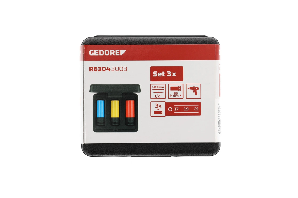 Miniatuur van GEDORE RED doppenset autovelgen 1/2" 17+19+21mm 3-delig (R63043003)