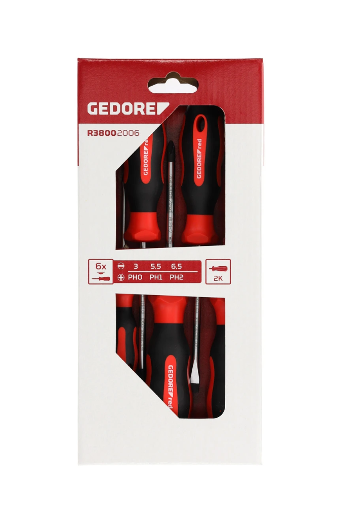 Miniatuur van GEDORE RED 2-comp schroevendraaierset PH+SL 6-dlg (R38002006)