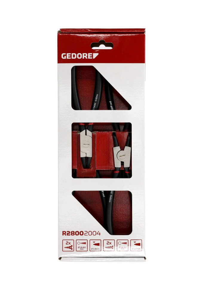 GEDORE RED borgringtangenset recht en 90 graden gebogen 4-delig (R28002004)