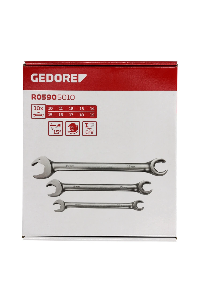 Miniatuur van GEDORE RED ringratel steeksleutel set 10-19mm 10-delig (R05905010)