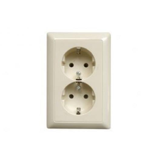 Miniatuur van JUNG stopcontact 2-voudig met randaarde 16A 250V - AS5015 crème wit (AS5015)