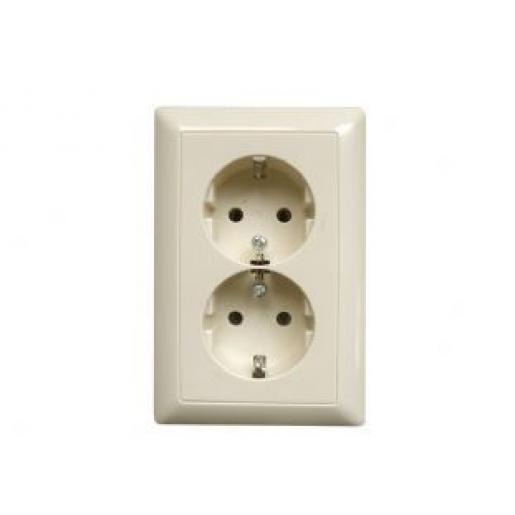 Miniatuur van JUNG stopcontact 2-voudig met randaarde 16A 250V - AS5015 crème wit (AS5015)