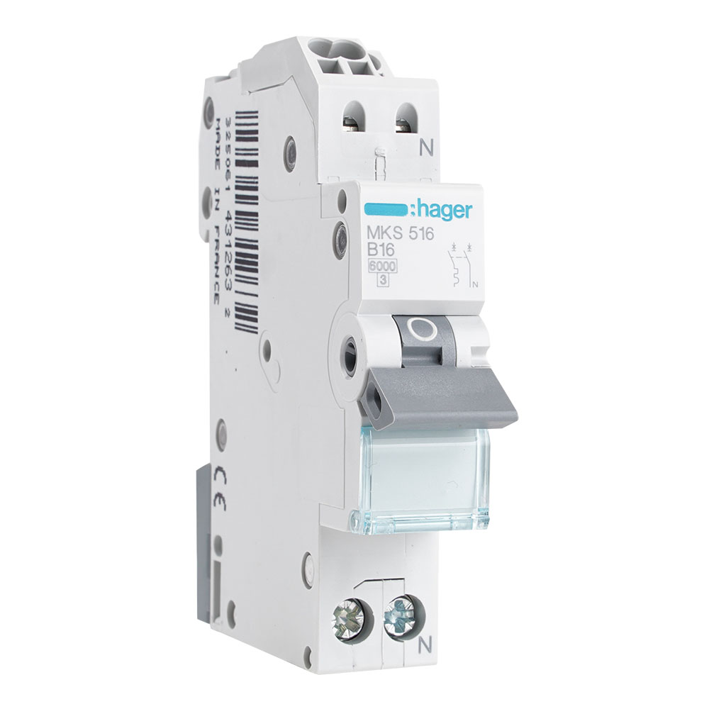 Miniatuur van Hager installatieautomaat 1-polig+nul 20A B-kar 4,5kA (MHN520)