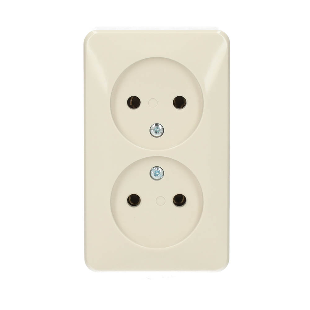 Miniatuur van JUNG AP600 opbouw wandcontactdoos tweevoudig zonder randaarde - crème wit (6010 A)