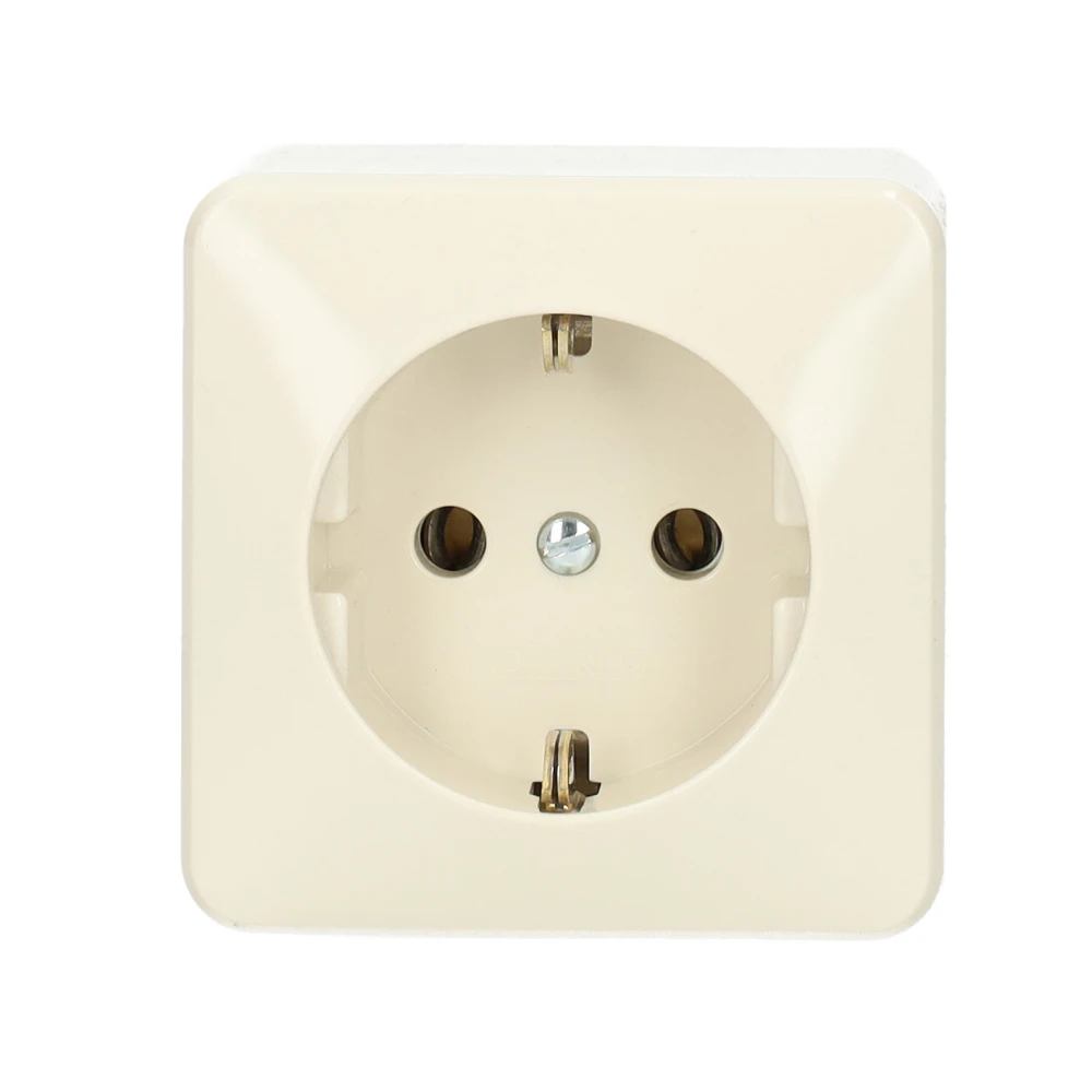 Miniatuur van JUNG AP600 opbouw wandcontactdoos enkelvoudig met randaarde - crème wit (620 A)