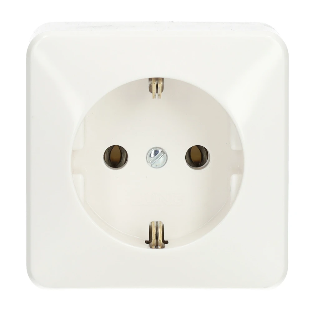 JUNG AP600 opbouw wandcontactdoos enkelvoudig met randaarde - alpin wit (620 A WW)