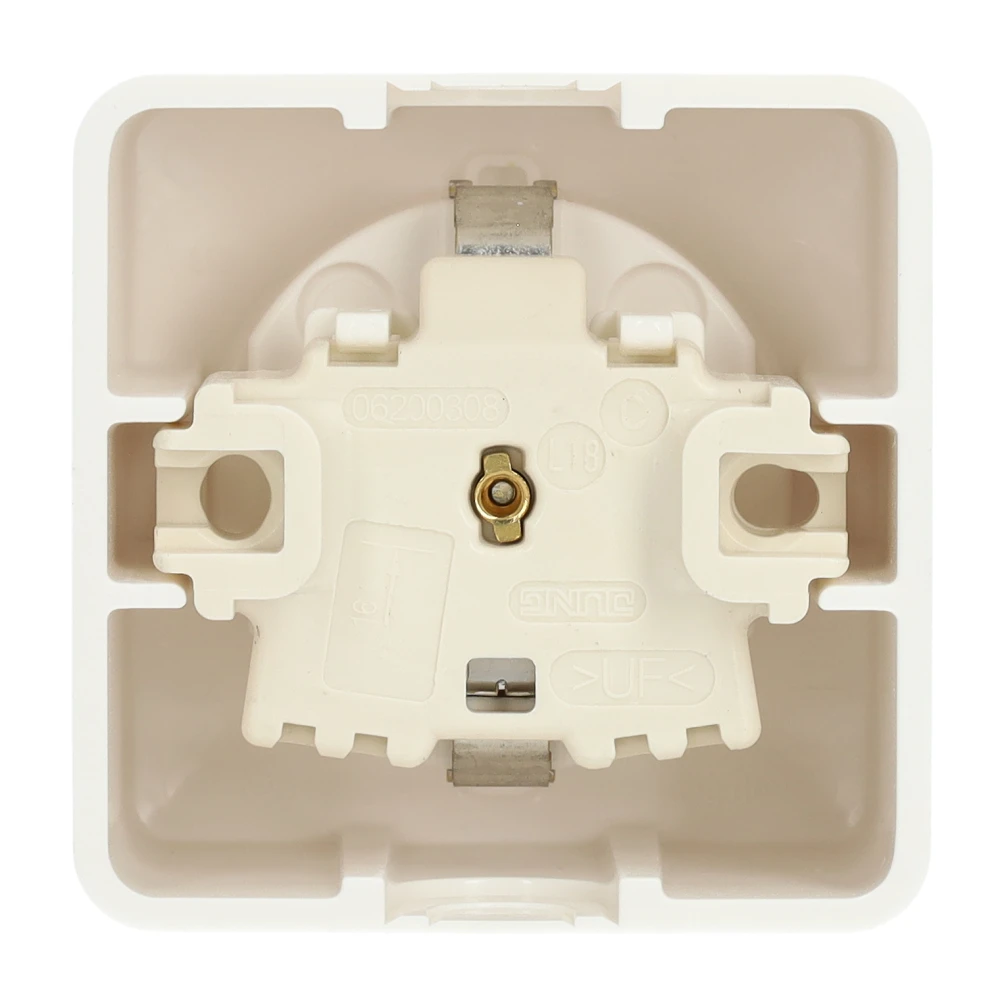 JUNG AP600 opbouw wandcontactdoos enkelvoudig met randaarde - alpin wit (620 A WW)