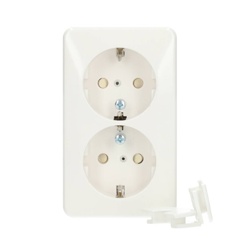 Miniatuur van JUNG AP600 stopcontact 2-voudig met randaarde en kindbeveiliging alpin wit