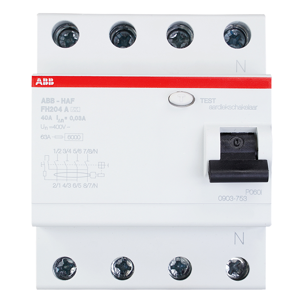 ABB aardlekschakelaar 4-polig 40A 30mA type A (0903.753)