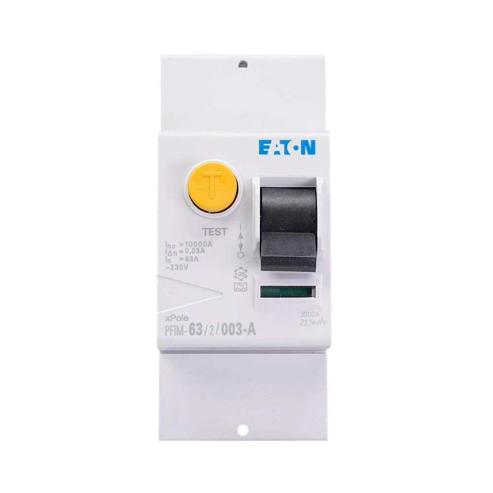 Miniatuur van Eaton aardlekschakelaar 2-polig 63A 30mA type A (PLN6-B25-1N-MW-FL)