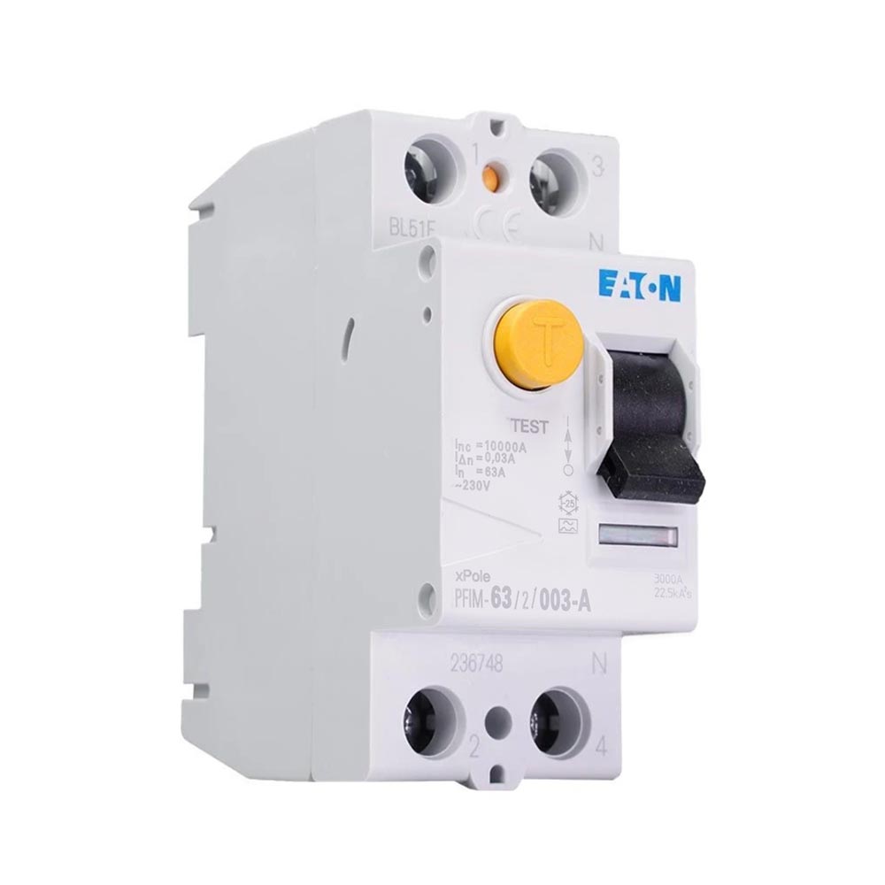 Miniatuur van Eaton aardlekschakelaar 2-polig 63A 30mA type A (PLN6-B25-1N-MW-FL)
