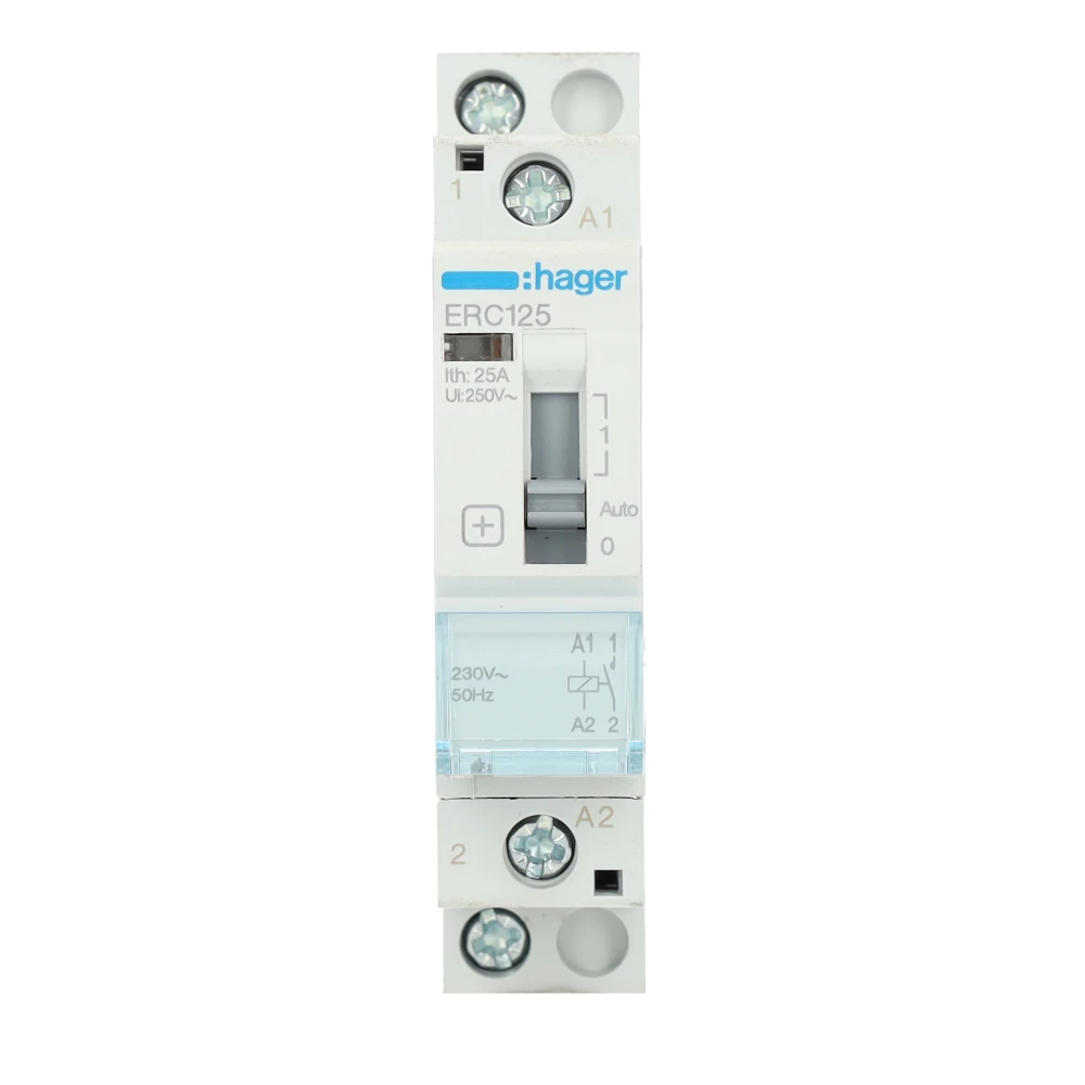 Hager magneetschakelaar 230V 25A 1 maak en 0 verbreek (ERC125)