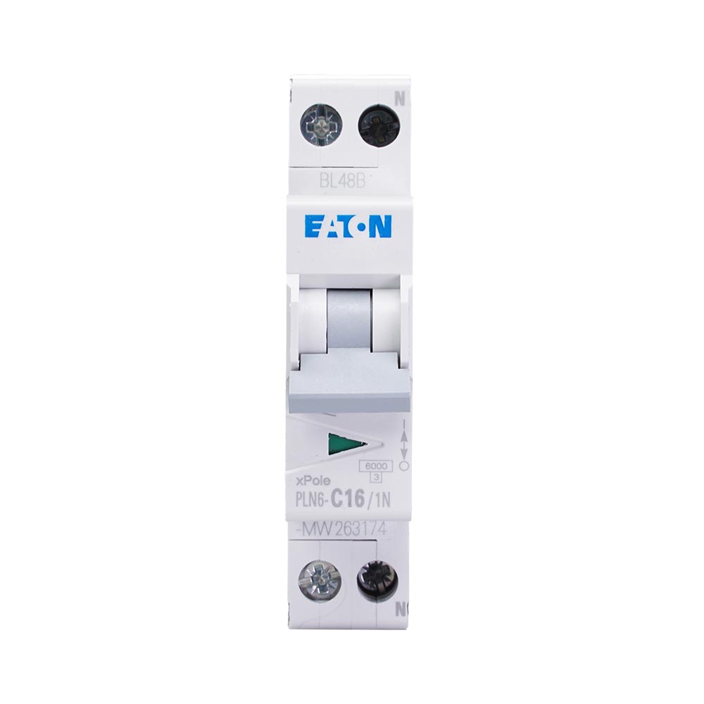 Miniatuur van Eaton installatieautomaat 1-polig+nul 16A C-kar (PLN6-C16-1N-MW-FL)
