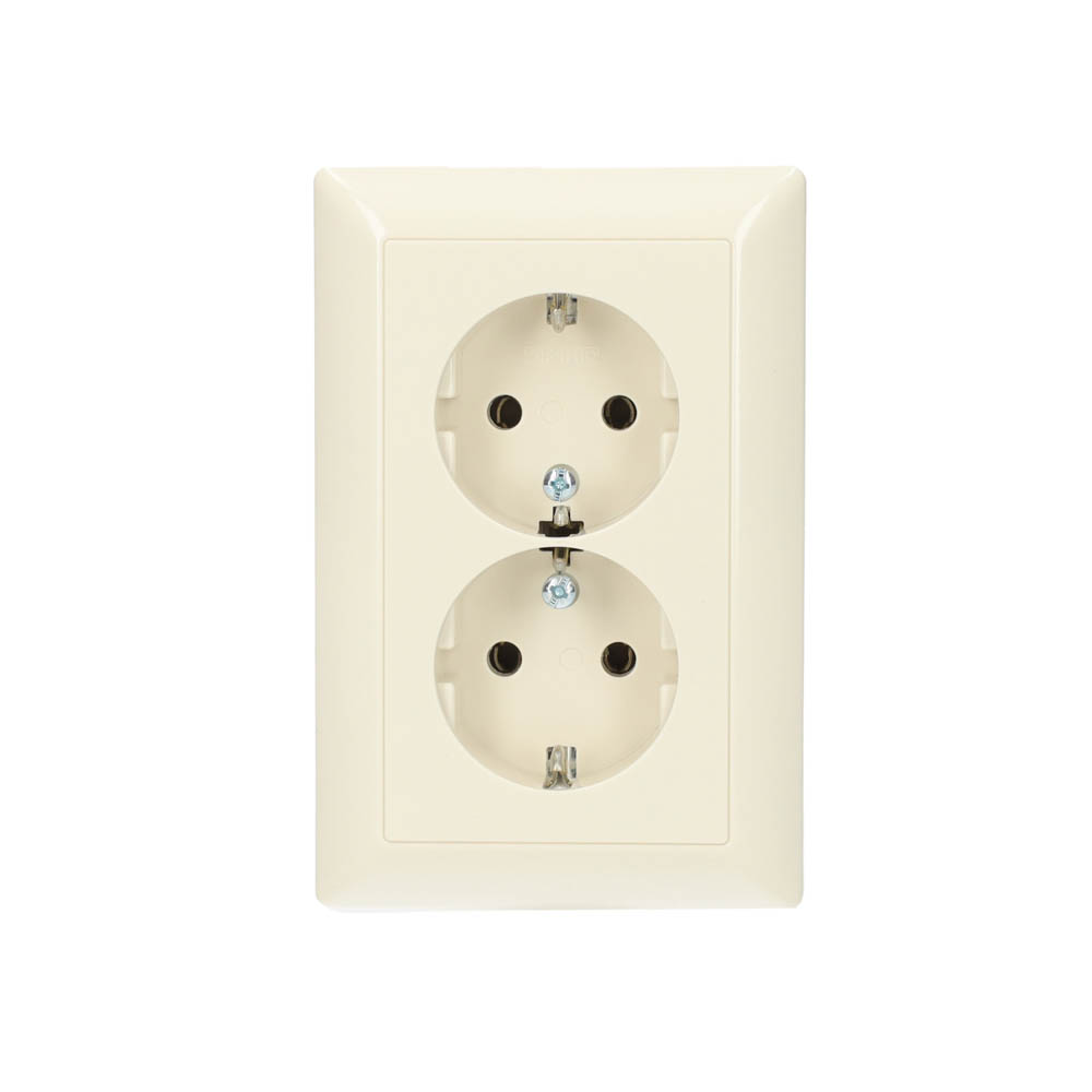 Miniatuur van JUNG stopcontact 2-voudig met randaarde 16A 250V - AS5015 crème wit (AS5015)