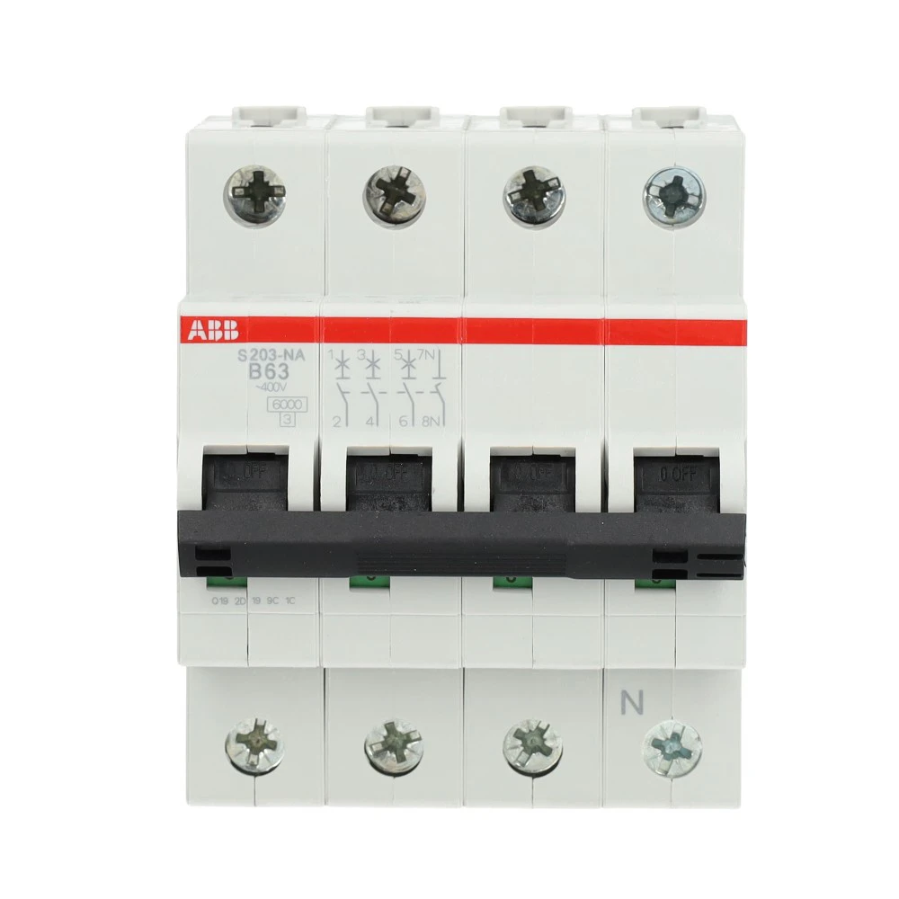 Miniatuur van ABB installatieautomaat 3-polig + nul 63A B-kar (S203-B63NA)
