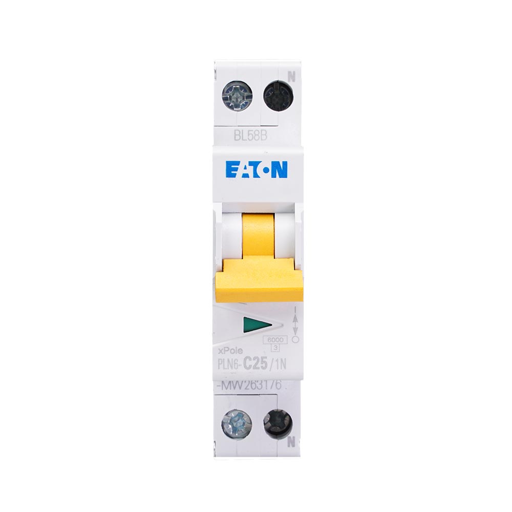 Miniatuur van Eaton installatieautomaat 1-polig+nul 25A C-kar (PLN6-B10/1N-MW)