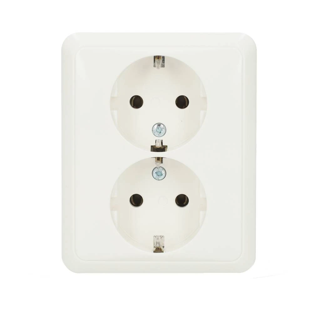 Miniatuur van JUNG stopcontact 2-voudig met randaarde 16A 250V - CD500 alpin wit (CD5020NWW)