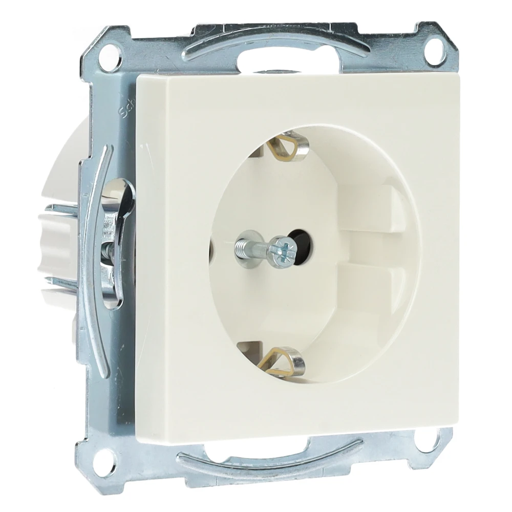 Miniatuur van Schneider-Merten SCHUKO wandcontactdoos systeem M met kinderbeveiliging - polarwit (MTN2300-0319)