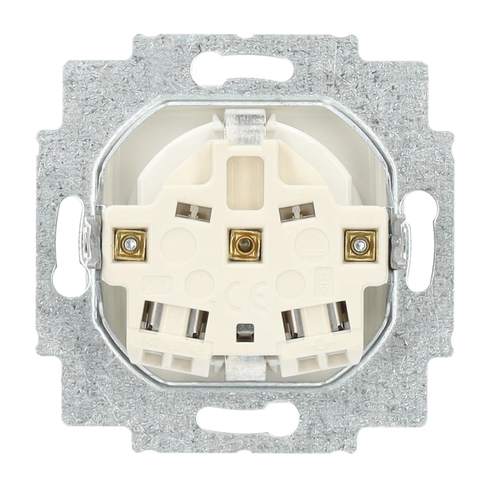 Miniatuur van ABB Busch-Jaeger inbouw stopcontact met klapdeksel en randaarde 1-voudig - alpin wit (20 EUK-214)