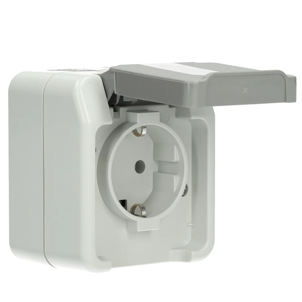 Miniatuur van Merten by Schneider Electric Aquastar SCHUKO 1-voudig wandcontactdoos IP44 - lichtgrijs (MTN2301-8029)