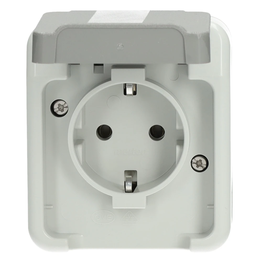 Miniatuur van Merten by Schneider Electric Aquastar SCHUKO 1-voudig wandcontactdoos IP44 - lichtgrijs (MTN2301-8029)