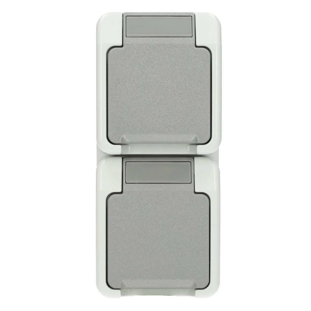 Miniatuur van Merten by Schneider Electric Aquastar SCHUKO 2-voudig wandcontactdoos verticaal IP44 - lichtgrijs (MTN2329-8029)