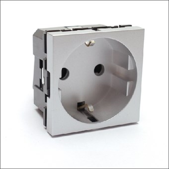 Miniatuur van Legrand mosaic stopcontact 1-voudig met kinderbeveiliging - aluminium (079213)
