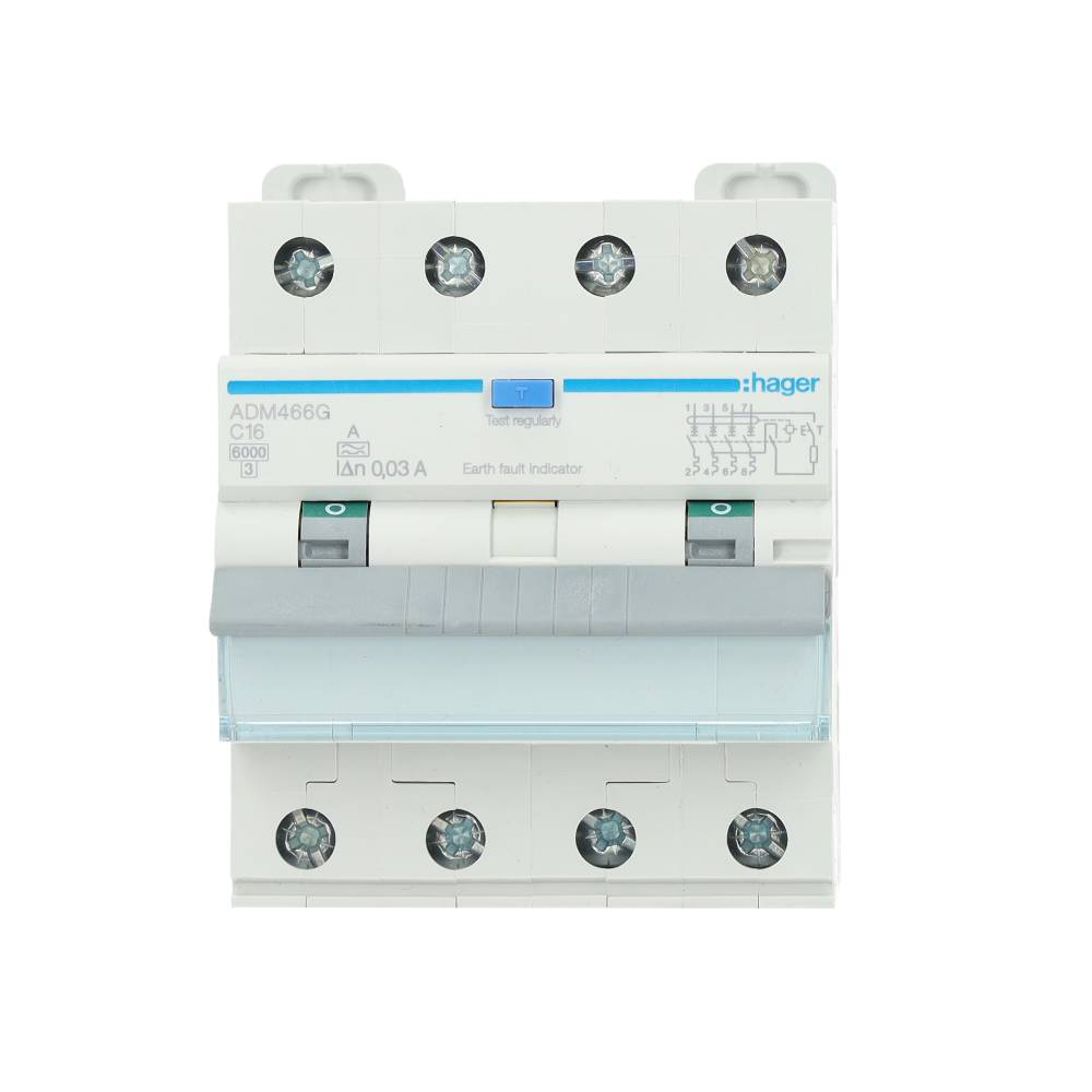 Miniatuur van Hager aardlekautomaat 4-polig 16A C-kar 30mA (ADM466G)