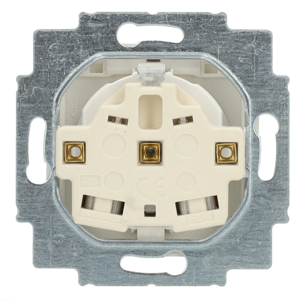 Miniatuur van ABB Busch-Jaeger stopcontact met randaarde en klapdeksel - Busch-balance SI zuiver wit (20 EUKR-914)