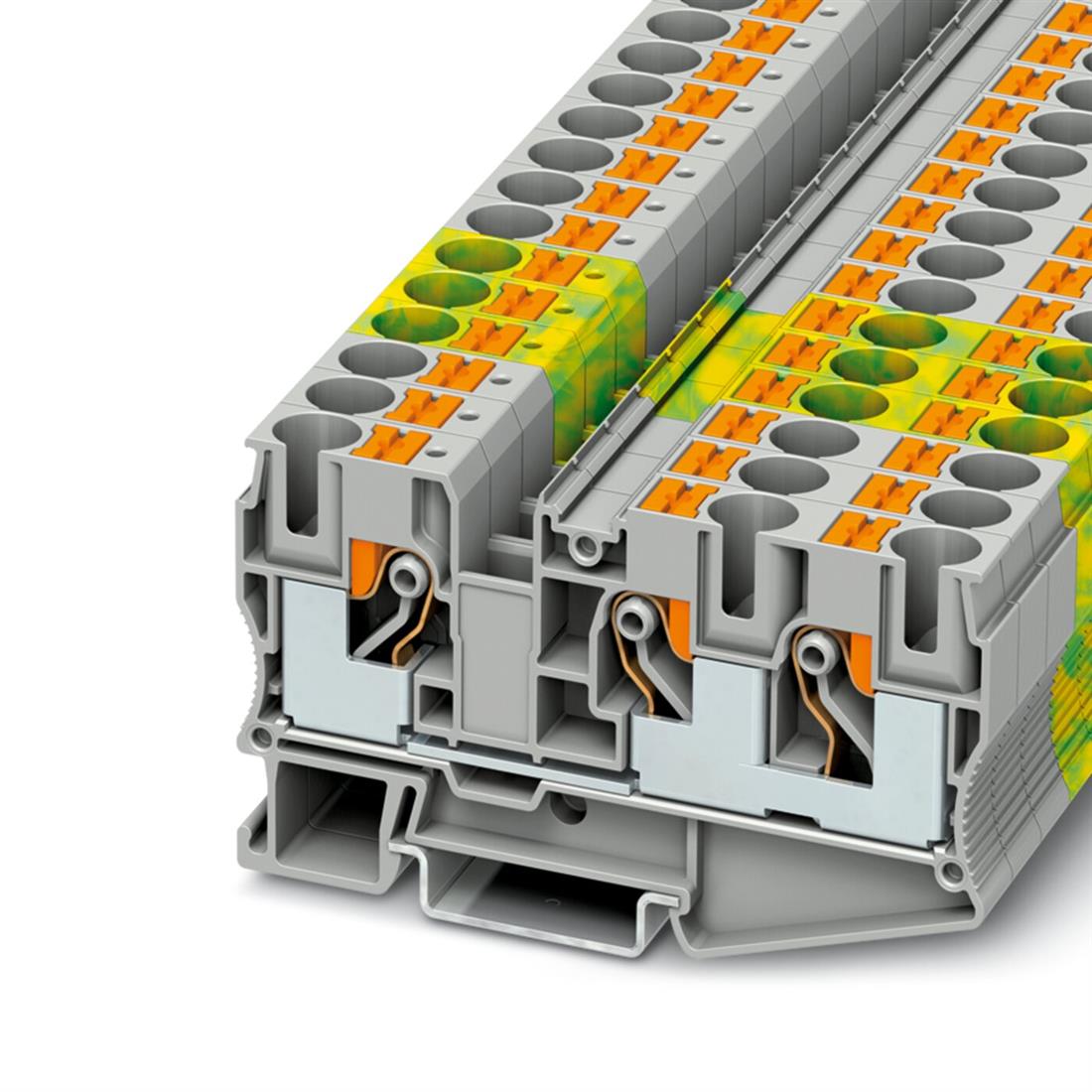 Phoenix Contact twin rijgklem met push-in aansluiting 10 mm² - groen/geel (PT 10-TWIN-PE)