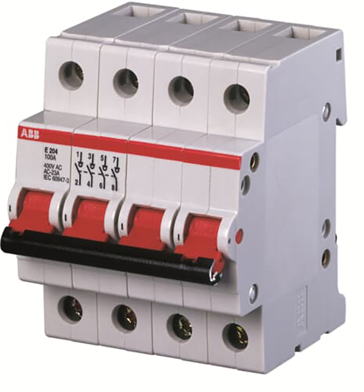 Miniatuur van ABB Aan-uit schakelaar 4polig 100A rood (E204/100R)