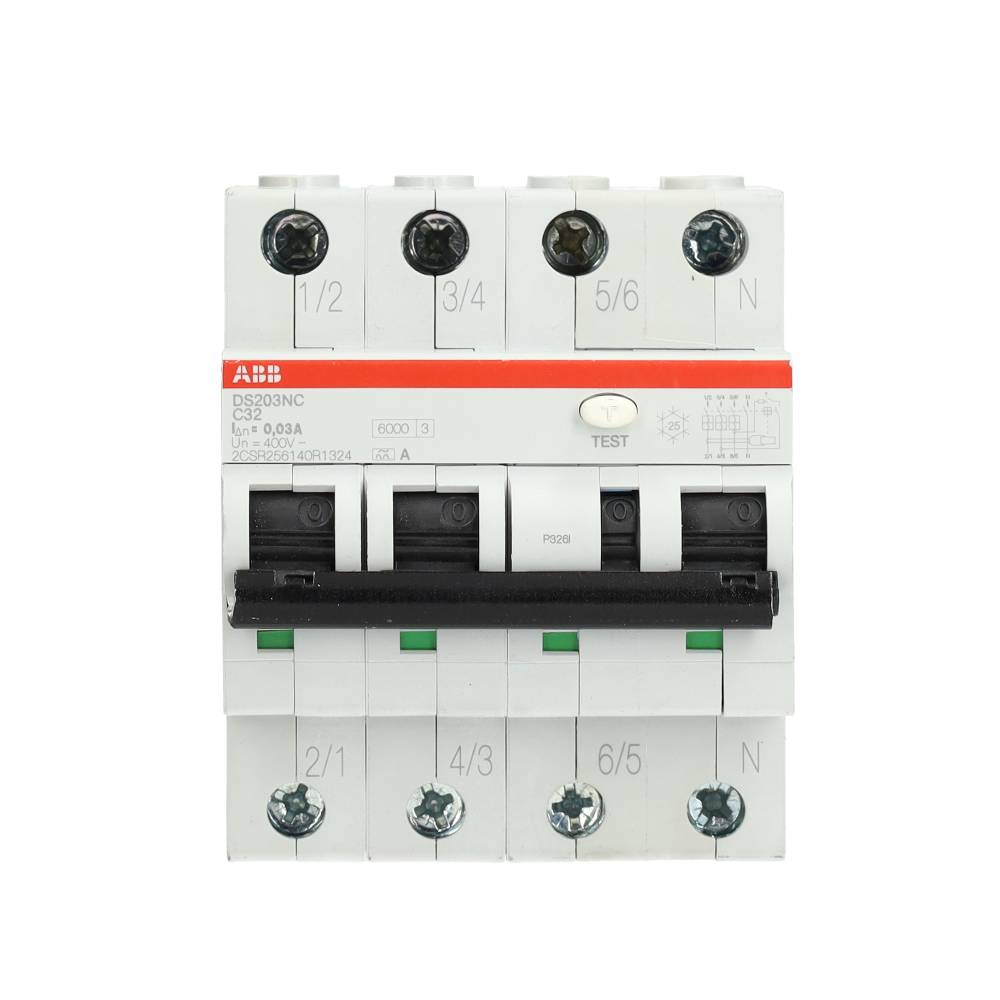 Miniatuur van ABB aardlekautomaat 3-polig+nul 32A C-kar 30mA (DS203NC C32 A30)