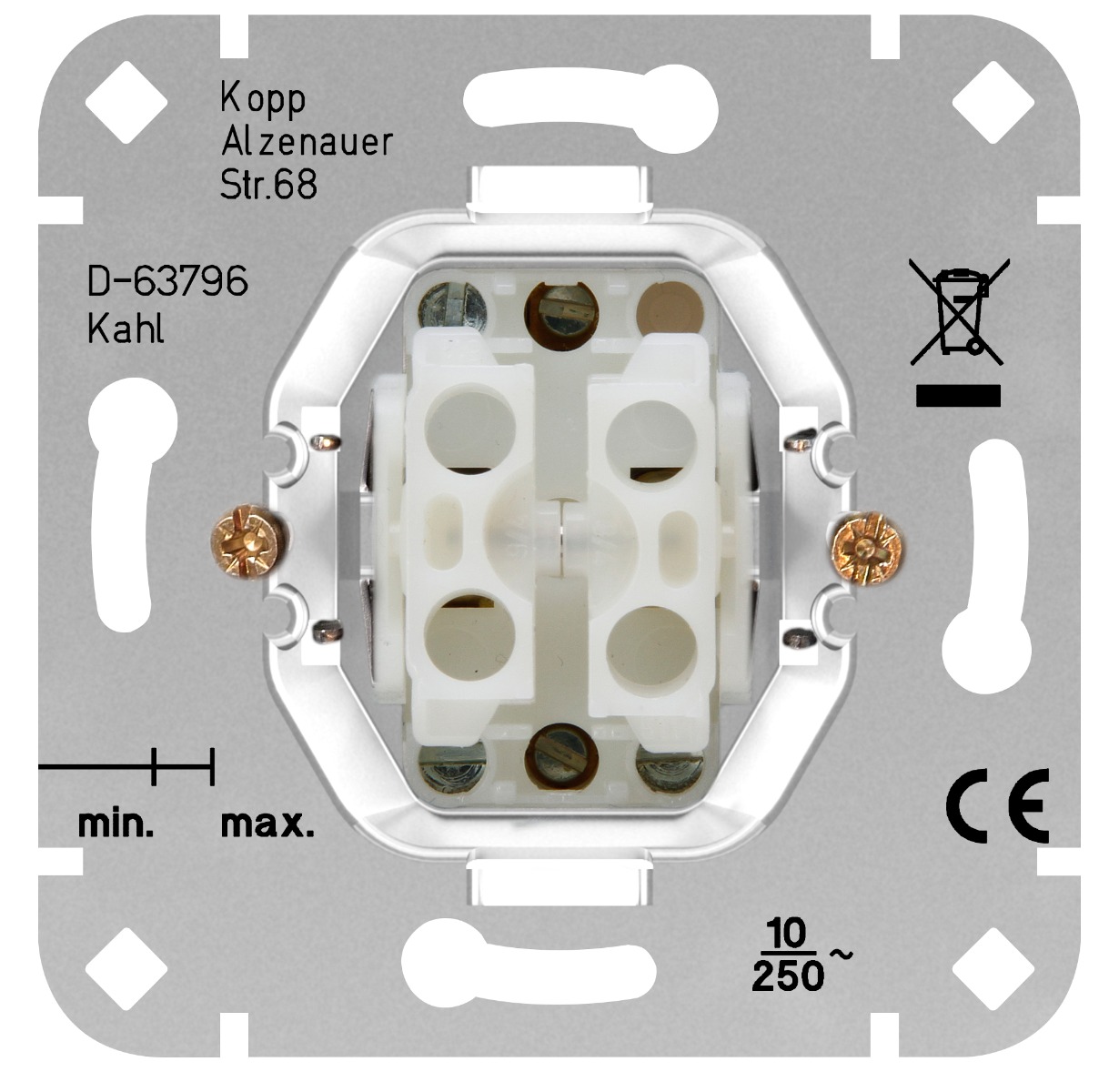 Kopp sokkel dubbele impulsschakelaar (2xNO) (503800002)