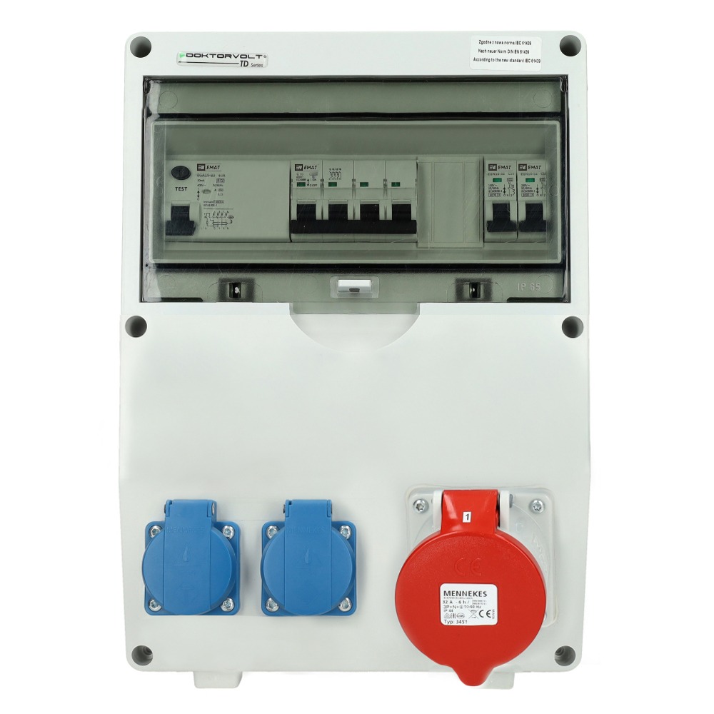Miniatuur van EMAT ledige kunststof wandverdeler IP44 met 1x CEE 5P 32A en 2x schuko 16A (85016001)