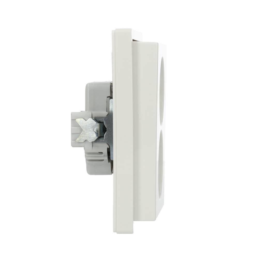Gira F100 wandcontactdoos met randaarde en afdekraam 2-v zuiver wit