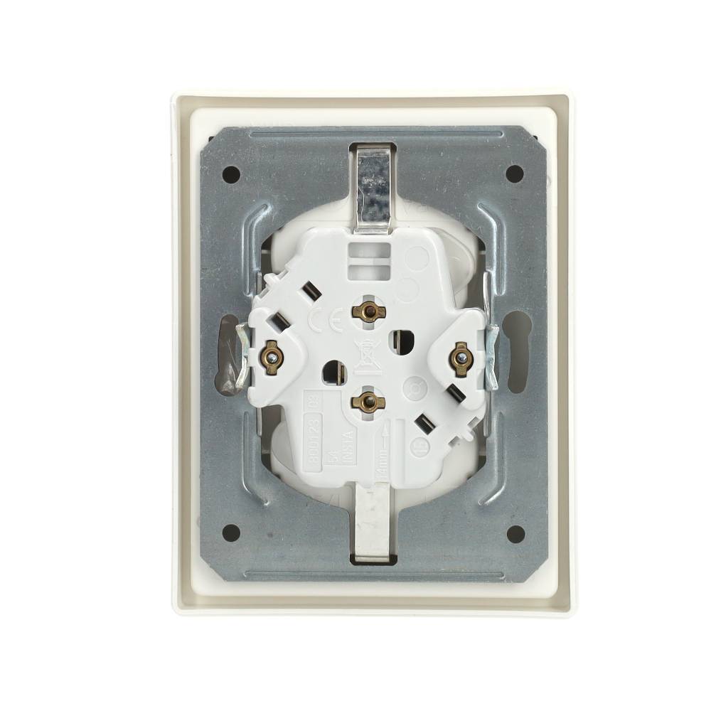Gira F100 wandcontactdoos met randaarde en afdekraam 2-v zuiver wit