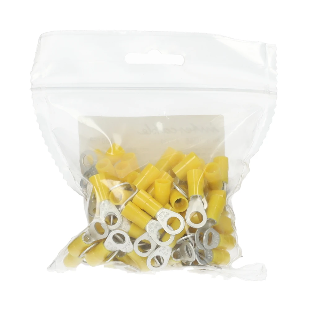 Intercable Q-serie DIN geïsoleerde kabelschoen ring recht 4-6 mm² M6 vertind - geel per 100 stuks (ICIQ66)