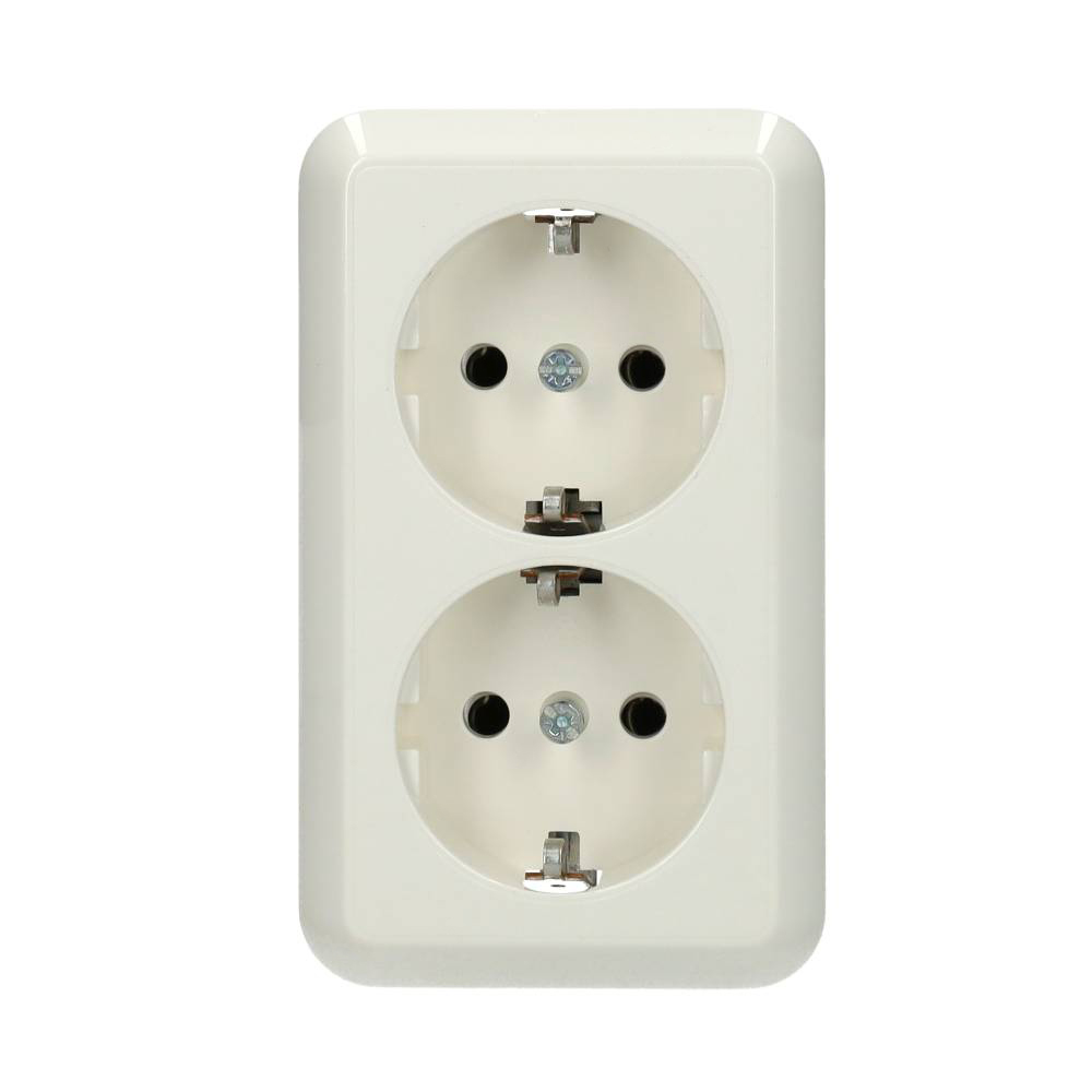 Miniatuur van Schneider Electric Contura opbouw 2-voudig wandcontactdoos met randaarde 16A 250V - arctic wit (395404)