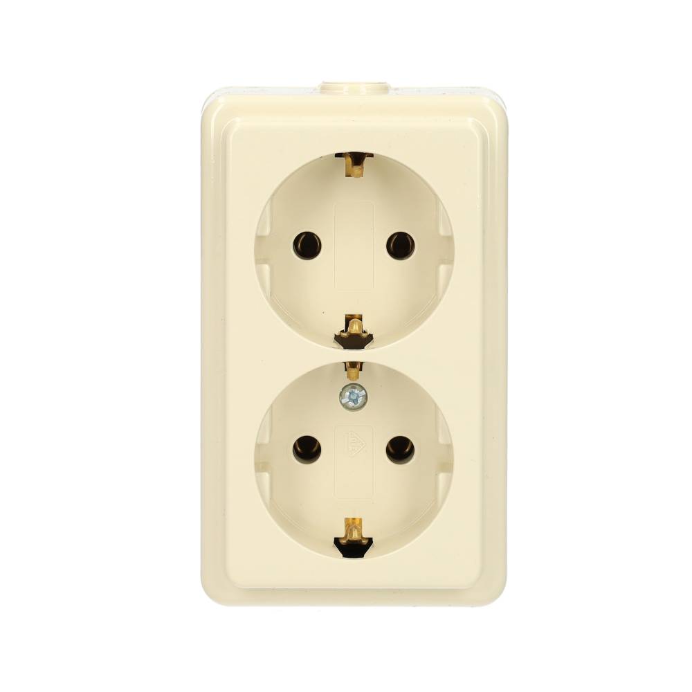 Kopp STANDARD opbouw tweevoudige wandcontactdoos met randaarde 16A 250V - crème wit (102501001)