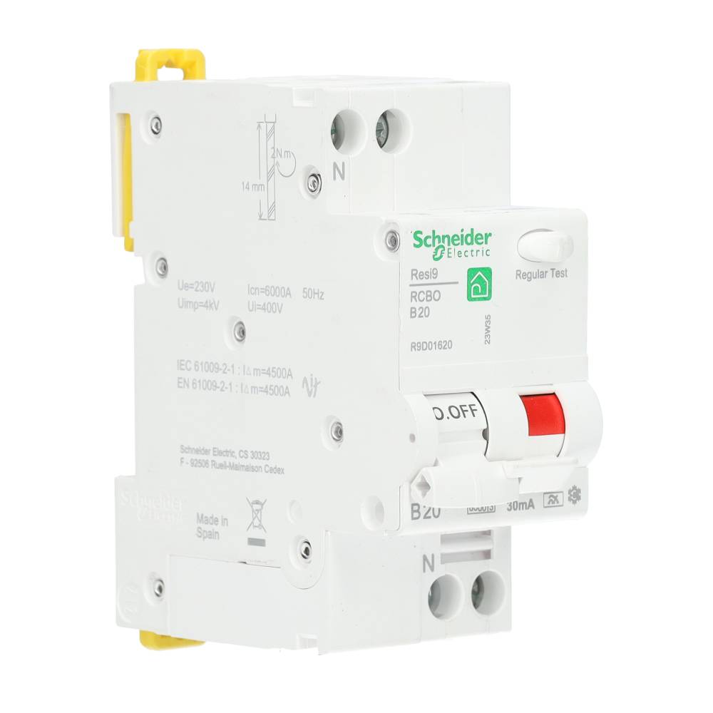 Miniatuur van Schneider Electric aardlekautomaat 1-polig+nul 20A B-kar 30mA (R9D01620)