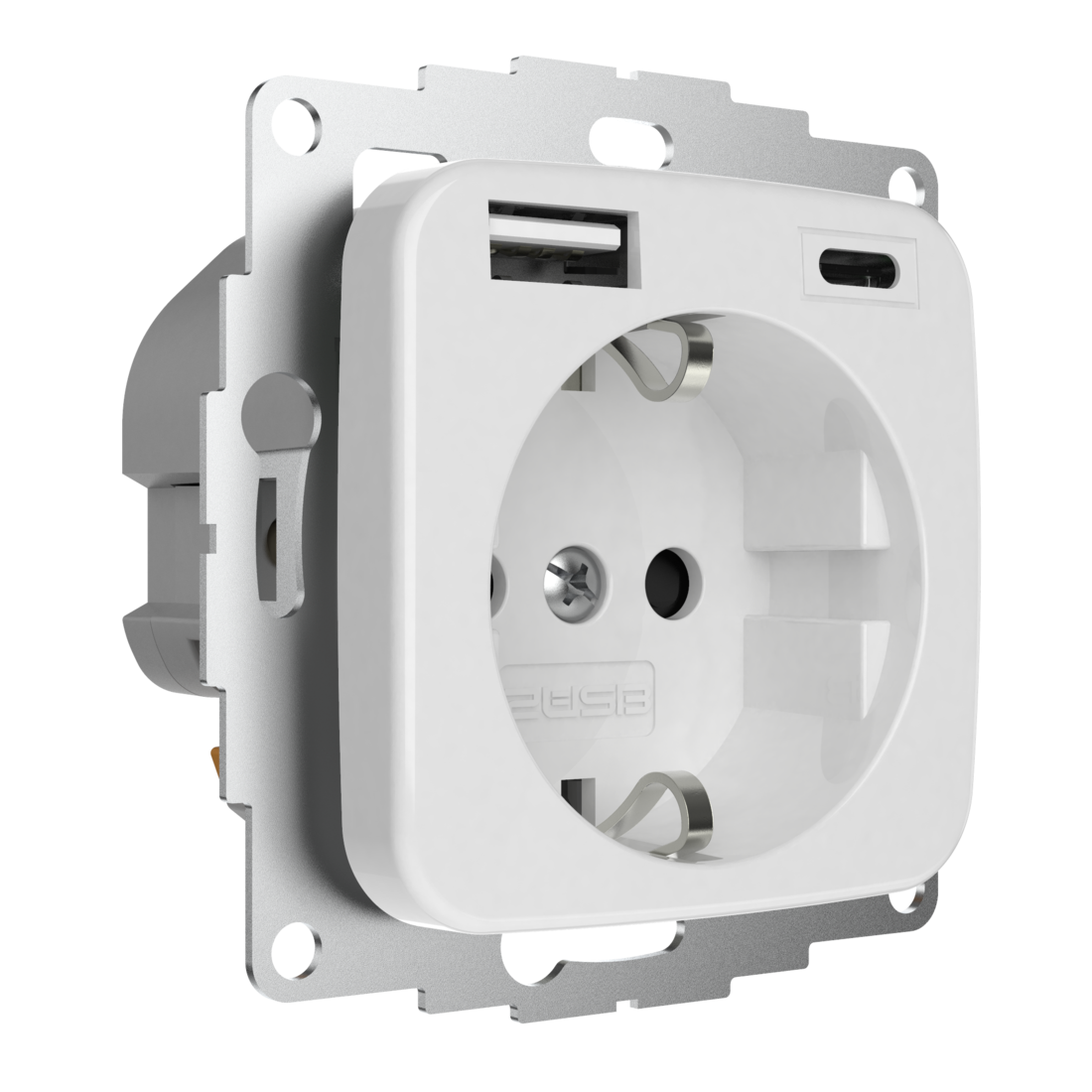 Miniatuur van 2USB universeel stopcontact met 2x USB 55x55 InCharge Pro SI EU 15W 3A (USB A + C) - wit glanzend (2U-449368)