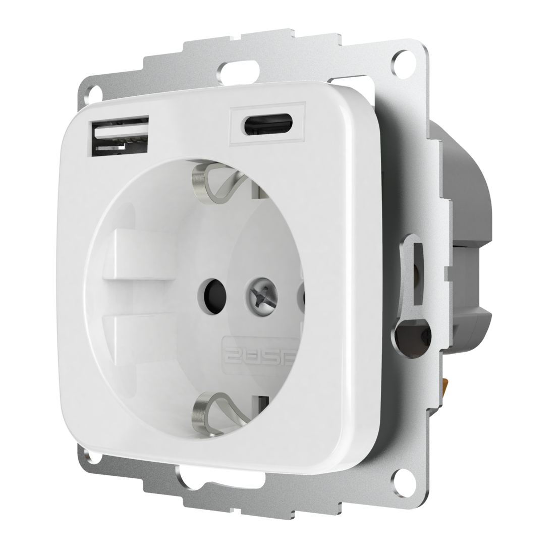 Miniatuur van 2USB universeel stopcontact met 2x USB 55x55 InCharge Pro SI EU 15W 3A (USB A + C) - wit glanzend (2U-449368)