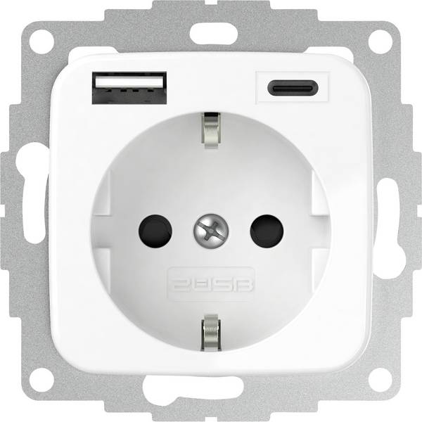 Miniatuur van 2USB universeel stopcontact met 2x USB 55x55 InCharge Pro SI EU 15W 3A (USB A + C) - wit glanzend (2U-449368)