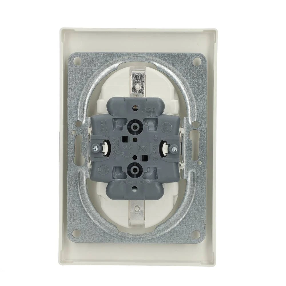 Miniatuur van Merten dubbel stopcontact met randaarde, kinderbeveiliging en afdekplaat - M-Smart polarwit (MEG2425-1419)