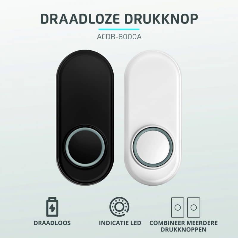Miniatuur van KLIKAANKLIKUIT draadloze drukknop voor deurbellen - ACDB-8000A wit (70272)