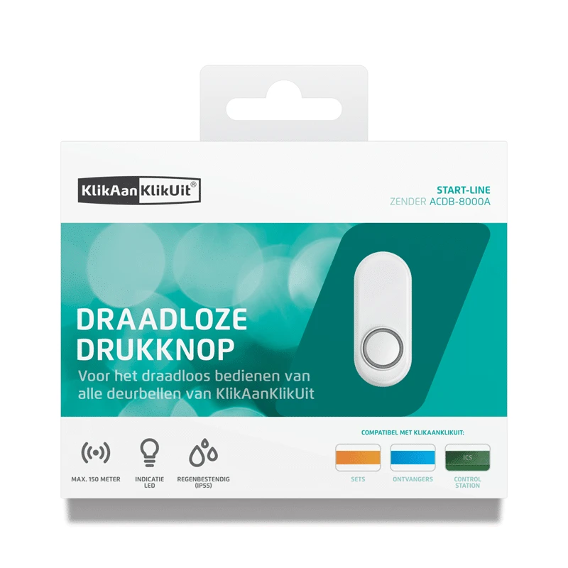 Miniatuur van KLIKAANKLIKUIT draadloze drukknop voor deurbellen - ACDB-8000A wit (70272)