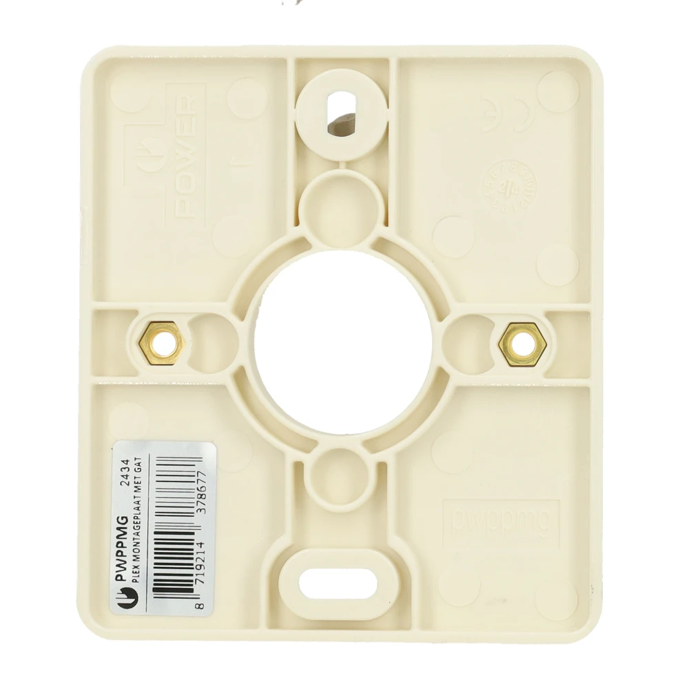 Power perilex montageplaat met gat - crème wit (PWPPMG)