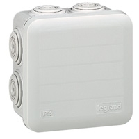 Miniatuur van Legrand PLEXO aftakdoos IP55 7 kabelinvoeren membraan schroefdeksel 105x105x55mm wit (92023)